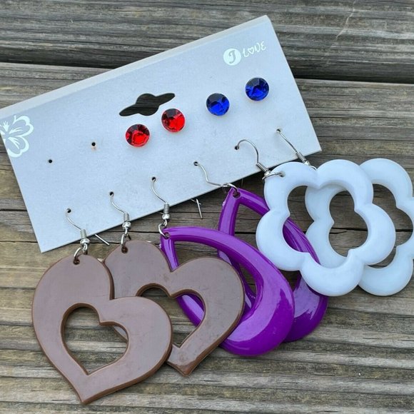 Fashion Earrings Set of 5 Earrings Multi Color Fashion Jewelry Lead Safe Earring - Picture 2 of 10